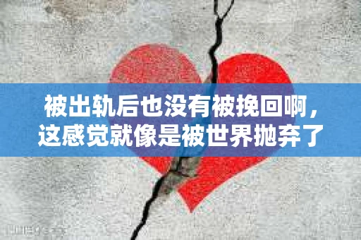 被出轨后也没有被挽回啊，这感觉就像是被世界抛弃了一样。我曾经也经历过这样的事情，那种心如刀割的痛，至今仍记忆犹新。今天，我想和大家聊聊这个话题，希望能给那些正在经历或者曾经经历过类似痛苦的人一些安慰和帮助。