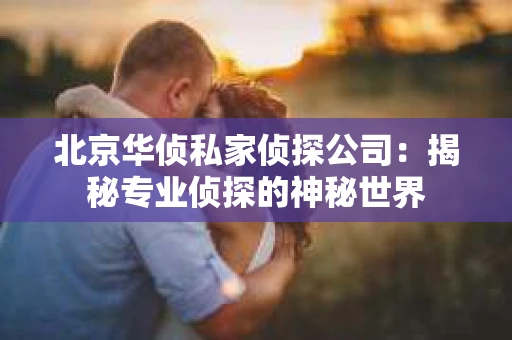 北京华侦私家侦探公司：揭秘专业侦探的神秘世界