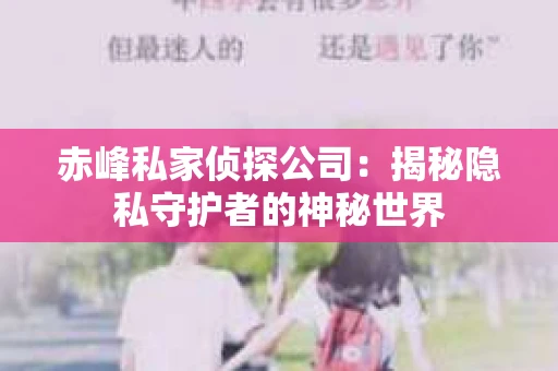 赤峰私家侦探公司：揭秘隐私守护者的神秘世界