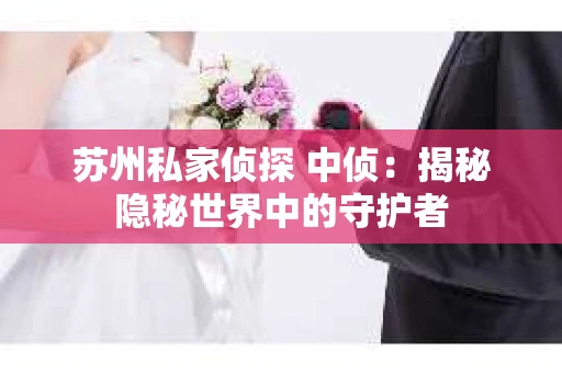 苏州私家侦探 中侦：揭秘隐秘世界中的守护者
