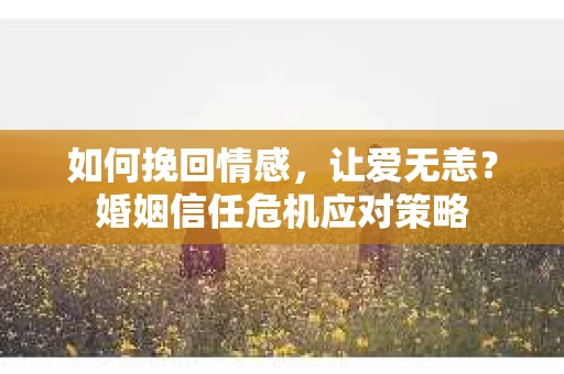 如何挽回情感，让爱无恙？婚姻信任危机应对策略