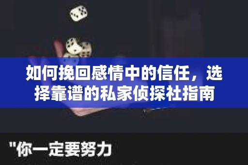 如何挽回感情中的信任，选择靠谱的私家侦探社指南